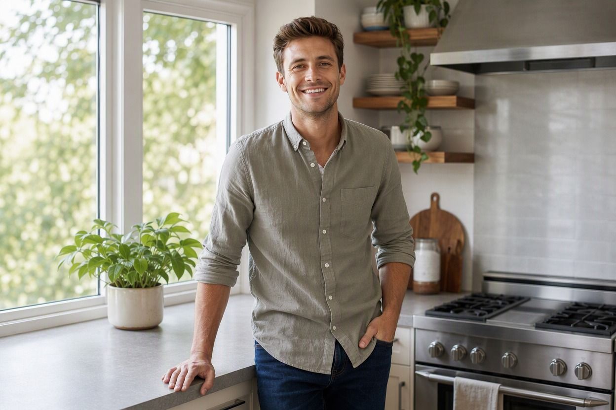 gallery item - 3 - Animate the boy in this kitchen photo to match the reference video. - input 1